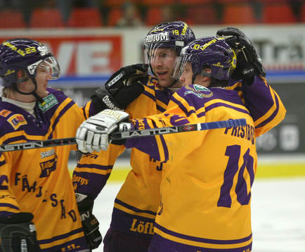 Mats Trygg, Peter Nordström och Pelle Prestberg, jubel,