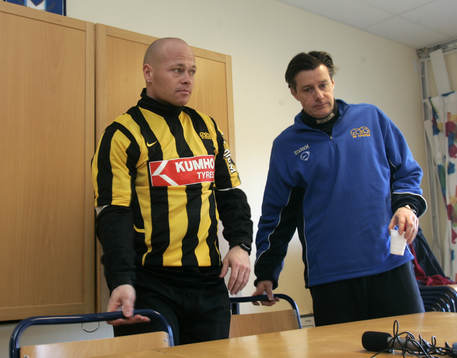 Stig Töfting och Stefan Lundin, tränare, BK Häcken