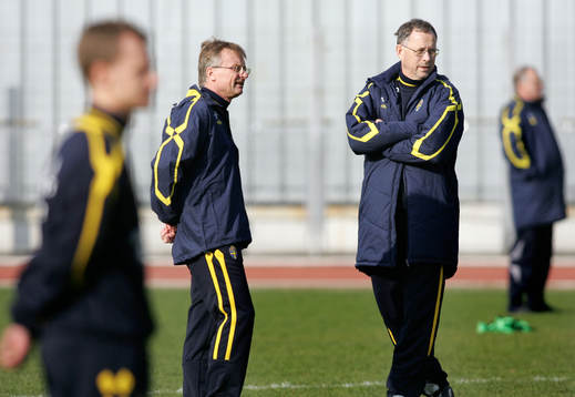 Roland Andersson och Lars Lagerbäck, förbundskapten
