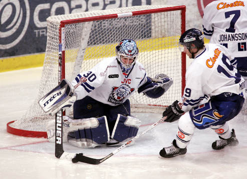 Fredrik Norrena, målvakt och Brendan Morrison, Linköping