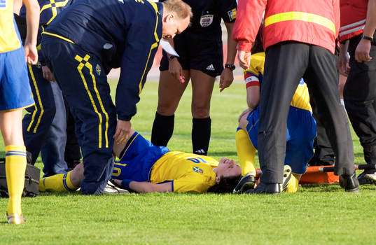 Sverige - Tyskland: Hanna Ljungberg tas omhand av Johan