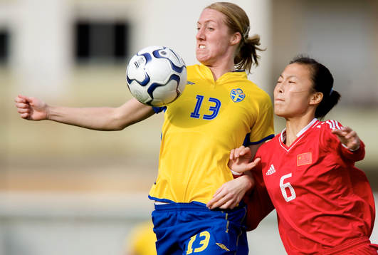 Sverige - Kina. Sara Johansson, Sverige och Zhang Ying, Kina