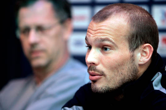 Fredrik Ljungberg och Lars Lagerbäck (förbundskapten)