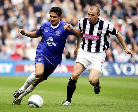 Tim Cahill, Everton och Ronnie Wallwork, West Bromwich
