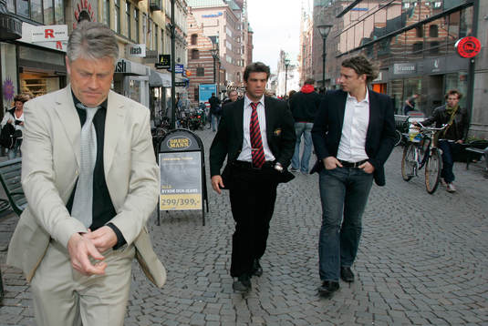 Tre klubbdirektörer som är gamla spelare, fr.v.: Hasse