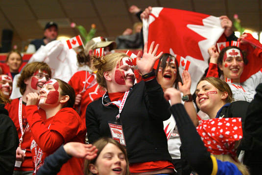 Supporter, supportrar, canada, flagga, flaggor,