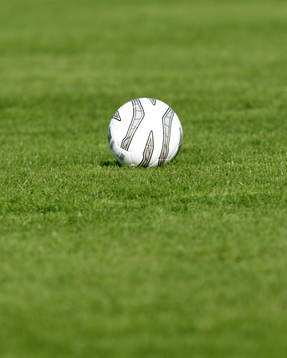 Fotboll, boll, gräs, plan