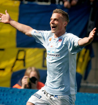 Markus Rosenberg, Malmö, gör 1-0 till MFF. Jubel