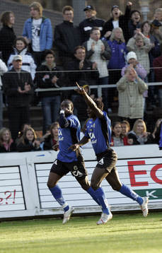 Yaw Preko, Halmstad har gjort 1-0 redan