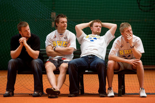 Daniel Sedin, Samuel Påhlsson, Henrik Sedin och Per-Johan