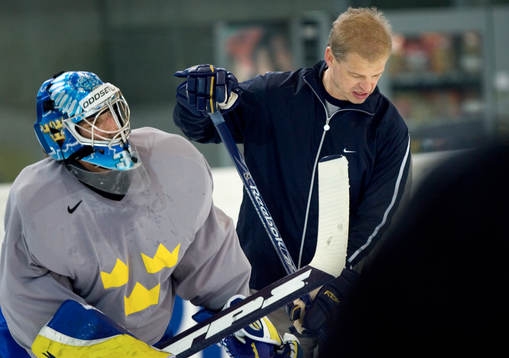 Ishockey, VM, Sverige, träning. Henrik Lundqvist,