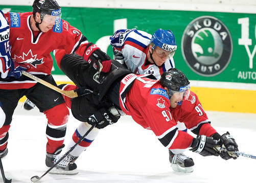 Marian Hossa, Joe Thornron och Kris Draper