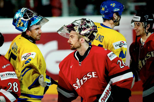 Martin Gerber, målvakt och Henrik Lundqvist