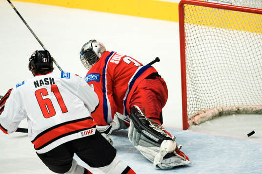 Rick Nash och Maxim Sokolov, målvakt