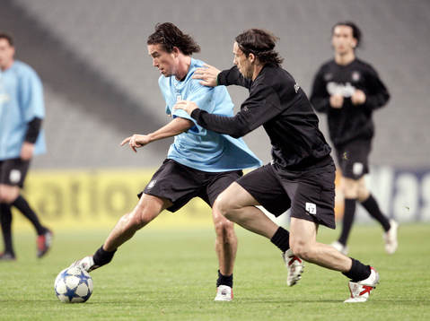 Fotboll, Träning, Liverpool; Harry Kewell och Josemi,