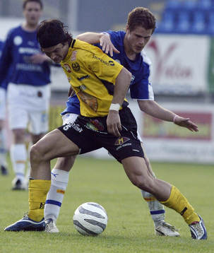 3målsskytte Dennis Melander (TFF) och Robin Cederberg