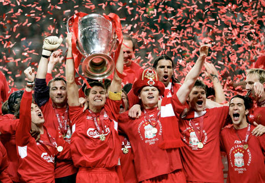Fotboll, Champions League Final, Liverpool, pokalen, jubel