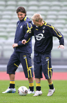 Träning Zlatan Ibrahimovic och Christian Wilhelmsson