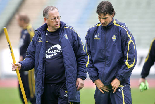 Träning,  Lars Lagerbäck och Zlatan Ibrahimovic