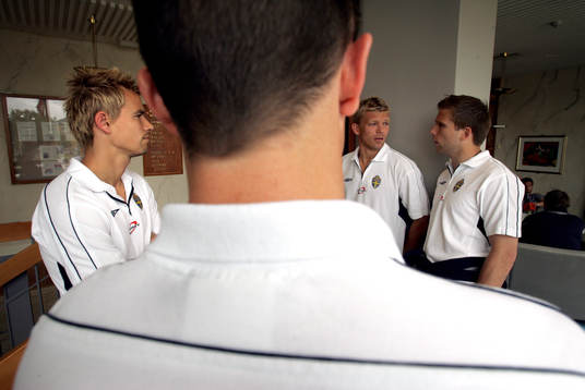 Fr v: Niclas Alexandersson, Marcus Allbäck och Anders