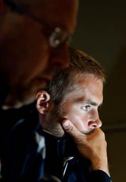 Olof Mellberg och Lars Lagerbäck förbundskapten, Sverige