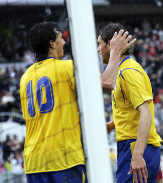 Johan Elmander  och Zlatan Ibrahimovic, Sverige