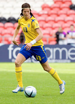 Sverige - Danmark. Lotta Schelin, Sverige