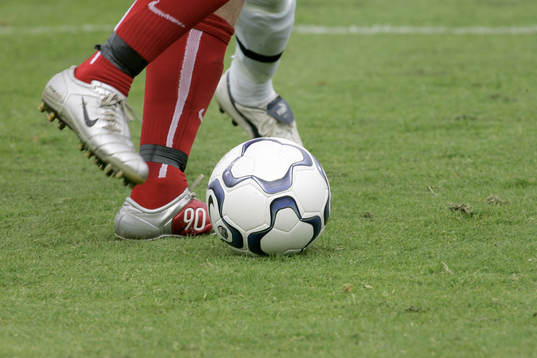 Skor, fotbollsko, boll, fötter, Nike
