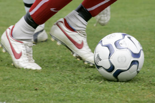 Skor, fotbollsko, boll, fötter, Nike