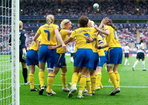 0-1 genom Anna Sjöström, Sverige. Jubel