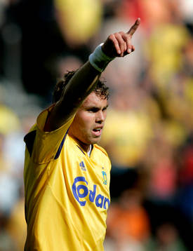 Johan Elmander gjorde 1-0 till Bröndby, (jubel) Bröndby