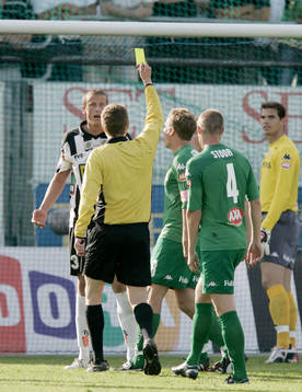 Domare, gult kort, varning