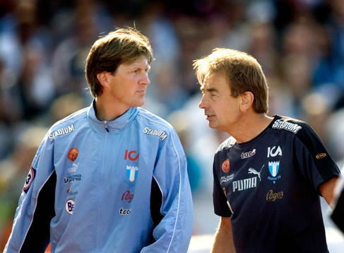 Tom Prahl (tränare Malmö) och Patrik Johansson, andre