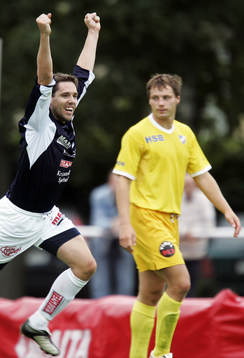 2-0, ex-allsvenske Mikael Thomasson, jubel,  Jörgen