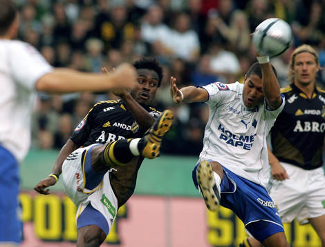 Derek Boateng, AIK och Bruno Santos, Norrköping