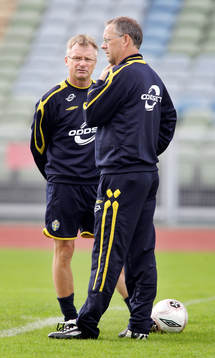 Träning Roland Andersson och Lars Lagerbäck