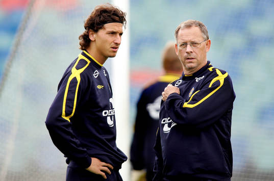 Zlatan Ibrahimovic och Lars Lagerbäck, förbundskapten
