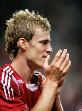 Sören Larsen, Danmark, gjorde 4-1 målet till Danmark