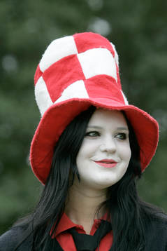 Supporter, mössa, hatt, rutig, tjej