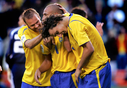 Jubel, Mattias Jonson, Henrik Larsson och Zlatan Ibrahimovic