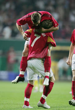 Lukas Podolski och Bastian Schweinsteiger, Tyskland, jubel