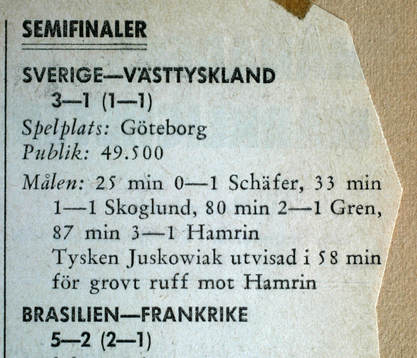 Fotboll, VM, 1958, Souvenir