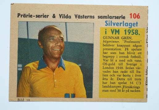 Fotboll, VM, 1958, Souvenir. Gunnar Gren, Sverige
