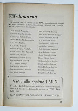 Fotboll, VM, 1958, Souvenir