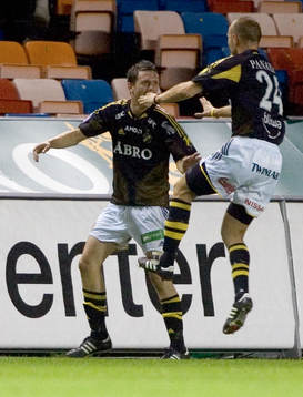 Kristian Haynes, och Nicklas Carlsson, AIK, jubel