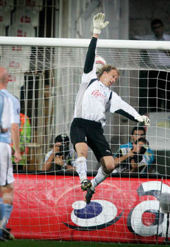Mattias Asper, målvakt Malmö, gjorde en bra match. Här
