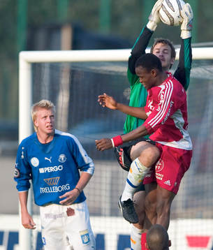 Rickard Rickardson, målvakt och Dennis Melander,