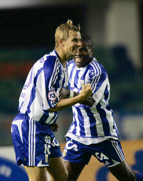 Niclas Alexandersson och Samuel Wowoah, jubel