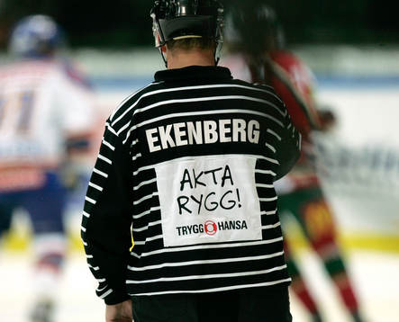 Ekenberg, domare. Rygg, reklam, Trygg Hansa