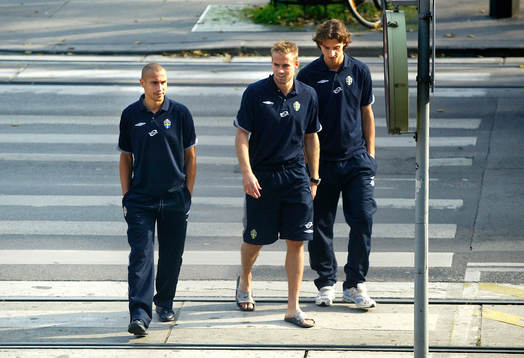 Henrik Larsson, Olof Mellberg och Zlatan Ibrahimovic,
